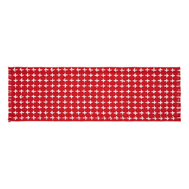 Gallen Red White Runner Fringed 8x24 - The Fox Decor